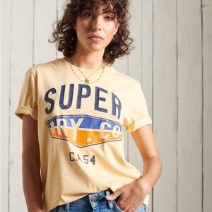 Superdry Yellow Cali Surf Classic Cotton T-Shirt Size 10 New with Tags